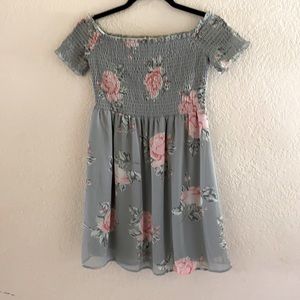 Women’s off the shoulder smocked bodice dress